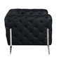 45" Black And Silver Italian Leather Tufted Chesterfield Chair
