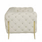 45" Beige And Gold Italian Leather Tufted Chesterfield Chair