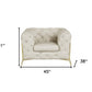 45" Beige And Gold Italian Leather Tufted Chesterfield Chair
