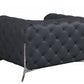 45" Dark Slate Gray And White Italian Leather Arm Chair
