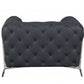 45" Dark Slate Gray And White Italian Leather Arm Chair