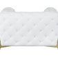 45" White And Gold Italian Leather Arm Chair