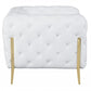 45" White And Gold Italian Leather Arm Chair