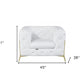 45" White And Gold Italian Leather Arm Chair