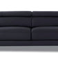 89" Black Italian Leather Sofa With Silver Legs