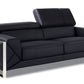 89" Black Italian Leather Sofa With Silver Legs