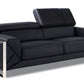 89" Black Italian Leather Sofa With Silver Legs