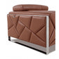 89" Camel Italian Leather Sofa With Silver Legs