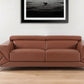 89" Camel Italian Leather Sofa With Silver Legs