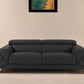 89" Dark Gray Italian Leather Sofa With Silver Legs