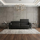 89" Dark Gray Italian Leather Sofa With Silver Legs