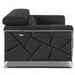 89" Dark Gray Italian Leather Sofa With Silver Legs