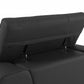 89" Dark Gray Italian Leather Sofa With Silver Legs