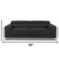 89" Dark Gray Italian Leather Sofa With Silver Legs