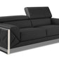 89" Dark Gray Italian Leather Sofa With Silver Legs