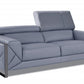 89" Light Blue Italian Leather Sofa With Chrome Legs