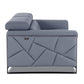 89" Light Blue Italian Leather Sofa With Chrome Legs