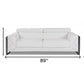 89" White Italian Leather Sofa With Chrome Legs