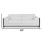 89" White Italian Leather Sofa With Chrome Legs