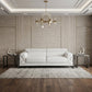 89" White Italian Leather Sofa With Chrome Legs