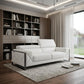 89" White Italian Leather Sofa With Chrome Legs