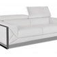 89" White Italian Leather Sofa With Chrome Legs