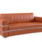 89" Camel Italian Leather Sofa With Silver Legs