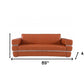89" Camel Italian Leather Sofa With Silver Legs