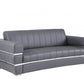 89" Dark Gray Italian Leather Sofa With Silver Legs