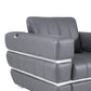 89" Dark Gray Italian Leather Sofa With Silver Legs