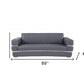 89" Dark Gray Italian Leather Sofa With Silver Legs