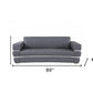 89" Dark Gray Italian Leather Sofa With Silver Legs