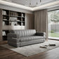 89" Dark Gray Italian Leather Sofa With Silver Legs