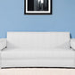89" White Italian Leather Sofa With Silver Legs