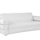 89" White Italian Leather Sofa With Silver Legs