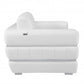 89" White Italian Leather Sofa With Silver Legs