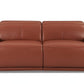 86" Camel Italian Leather USB Reclining Sofa With Silver Legs