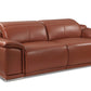 86" Camel Italian Leather USB Reclining Sofa With Silver Legs