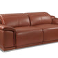 86" Camel Italian Leather USB Reclining Sofa With Silver Legs