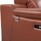 86" Camel Italian Leather USB Reclining Sofa With Silver Legs