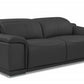86" Dark Gray Italian Leather USB Reclining Sofa With Silver Legs