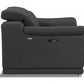 86" Dark Gray Italian Leather USB Reclining Sofa With Silver Legs