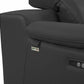 86" Dark Gray Italian Leather USB Reclining Sofa With Silver Legs