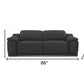 86" Dark Gray Italian Leather USB Reclining Sofa With Silver Legs