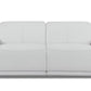 86" White Italian Leather USB Reclining Sofa With Silver Legs