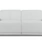 86" White Italian Leather USB Reclining Sofa With Silver Legs