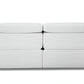 86" White Italian Leather USB Reclining Sofa With Silver Legs