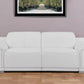 86" White Italian Leather USB Reclining Sofa With Silver Legs