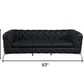 93" Black Italian Leather Chesterfield Sofa With Silver Legs