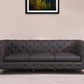 93" Brown Italian Leather Chesterfield Sofa With Silver Legs